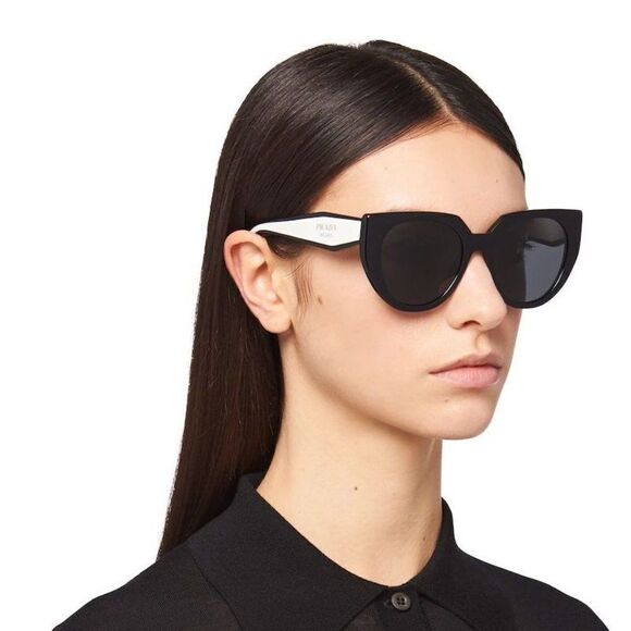 NEW Prada PR14WS 09Q-5S0 Black Talc Gray Cat Eye Oversized Women Sunglasses main image 5